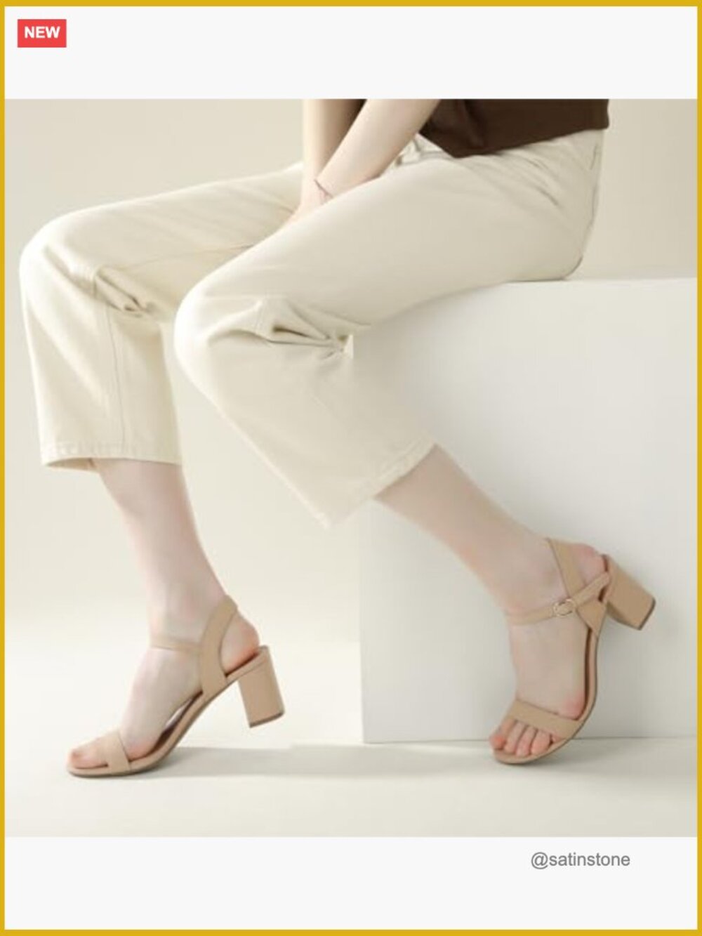 Leather Heeled Sandals with Ankle Strap, 2.5 Inch Block Heel - Picture 2 of 7